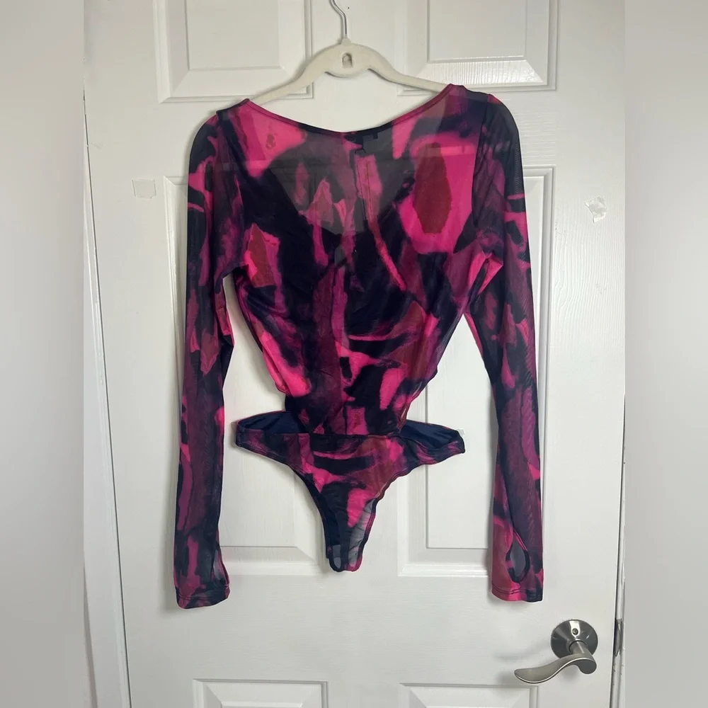 Fashion‎ Nova Nicki Mesh Bodysuit - Purple/black combo Size M - Picture 4 of 6